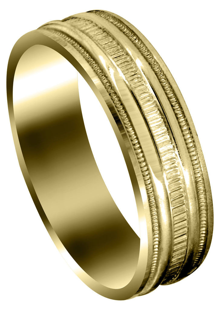 Yellow Gold Carved Simple Mens Wedding Band | High Polish Finish (Jack) Yellow Wedding Band FrostNYC 