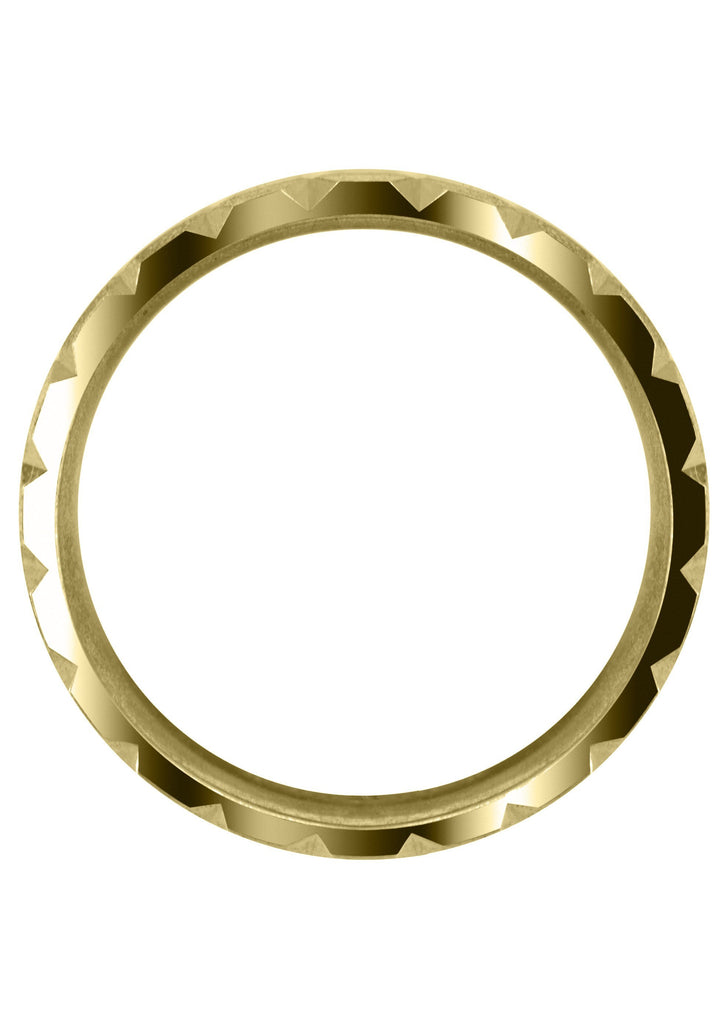 Yellow Gold Carved Diamond Cut Mens Wedding Band | Satin Finish (Jonathan) Yellow Wedding Band FrostNYC 