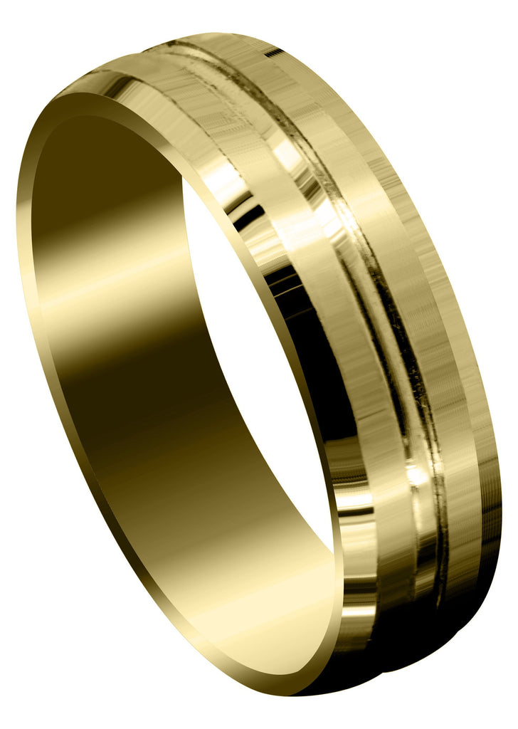 Yellow Gold Fancy Carved Contemporary Mens Wedding Band | Satin Finish (Carter) Yellow Wedding Band FrostNYC 