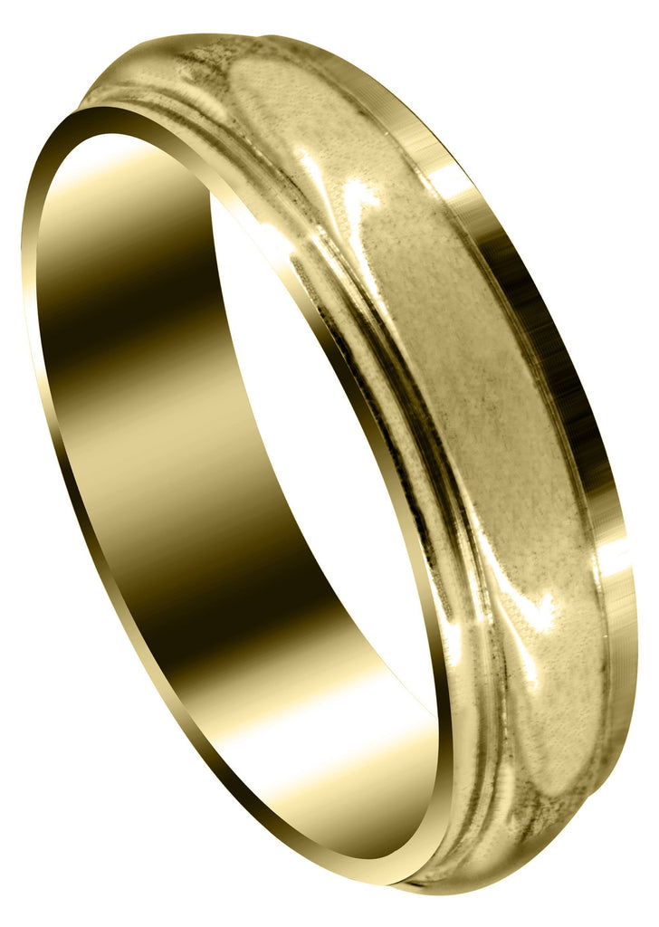 Yellow Gold Carved Simple Mens Wedding Band | High Polish Finish (Thomas) Yellow Wedding Band FrostNYC 