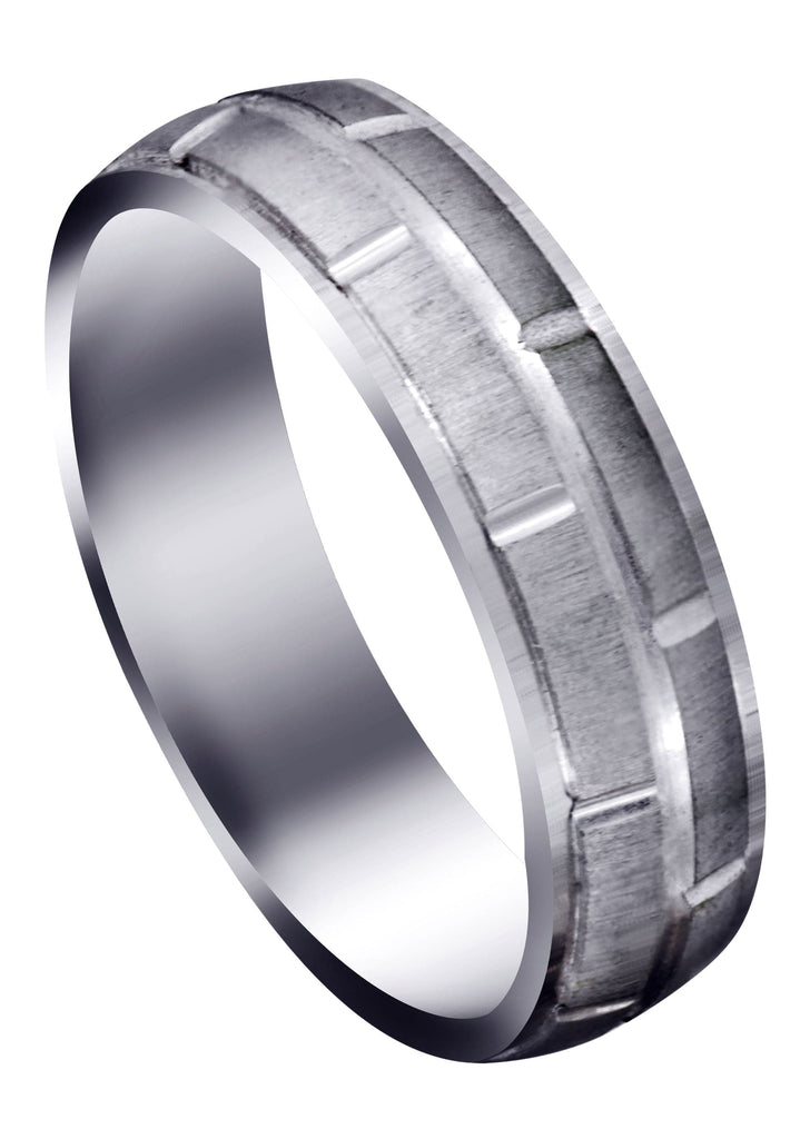 Carved Diamond Carved Mens Wedding Band | Cross Satin Finish (Robert) Wedding Band FrostNYC 