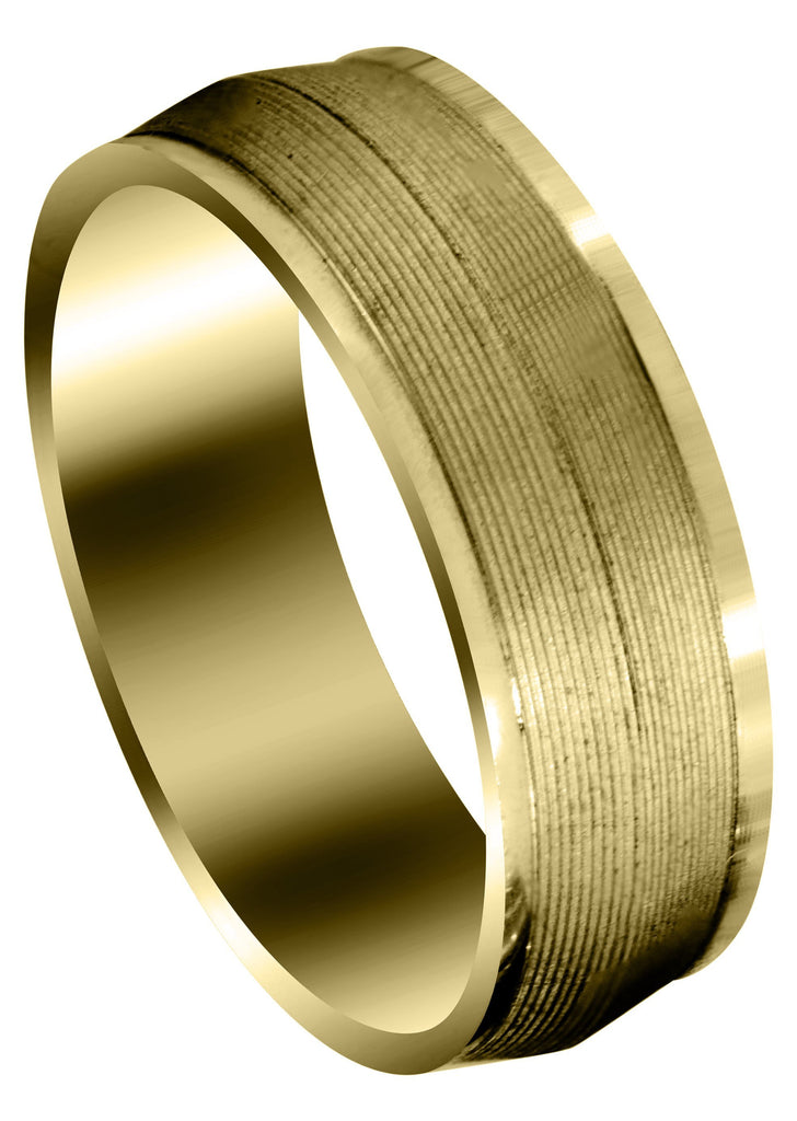 Yellow Gold Carved Modern Mens Wedding Band | GB / High Polish Finish (Connor) Yellow Wedding Band FrostNYC 