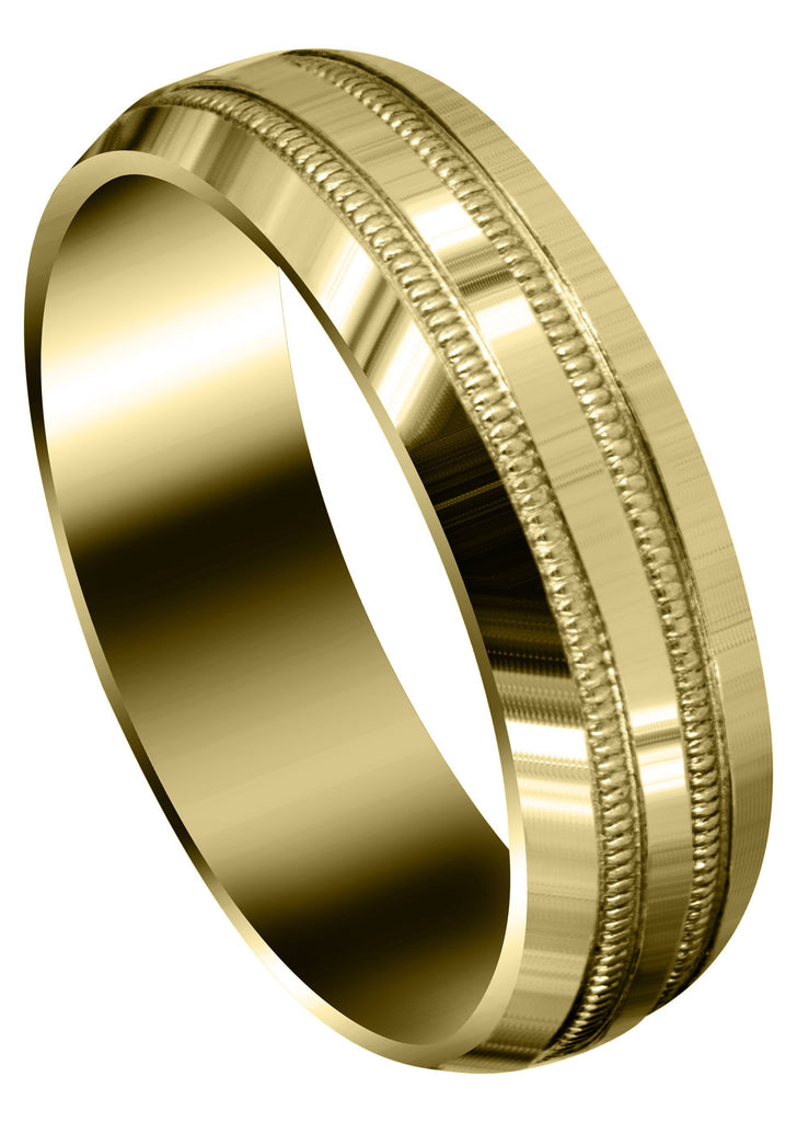 Yellow Gold Carved Simple Mens Wedding Band | High Polish Finish (Jeremiah) Yellow Wedding Band FrostNYC 