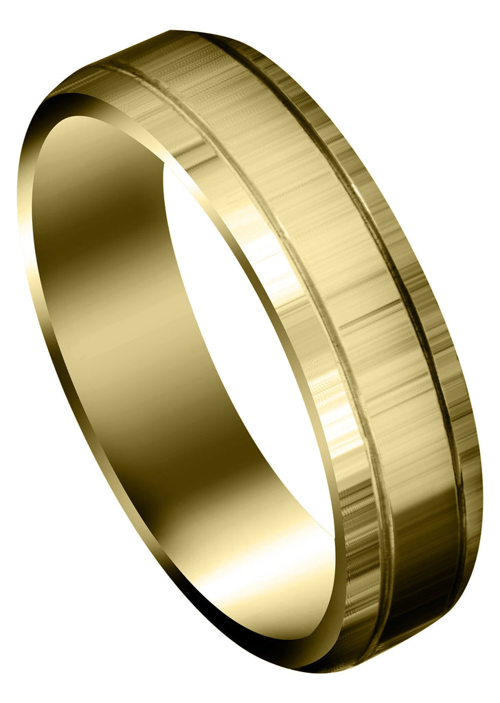 Yellow Gold Carved Simple Mens Wedding Band | High Polish Finish (Parker) Yellow Wedding Band FrostNYC 