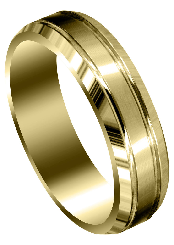 Yellow Gold Carved Simple Mens Wedding Band | Satin Finish (Jaxson) Yellow Wedding Band FrostNYC 