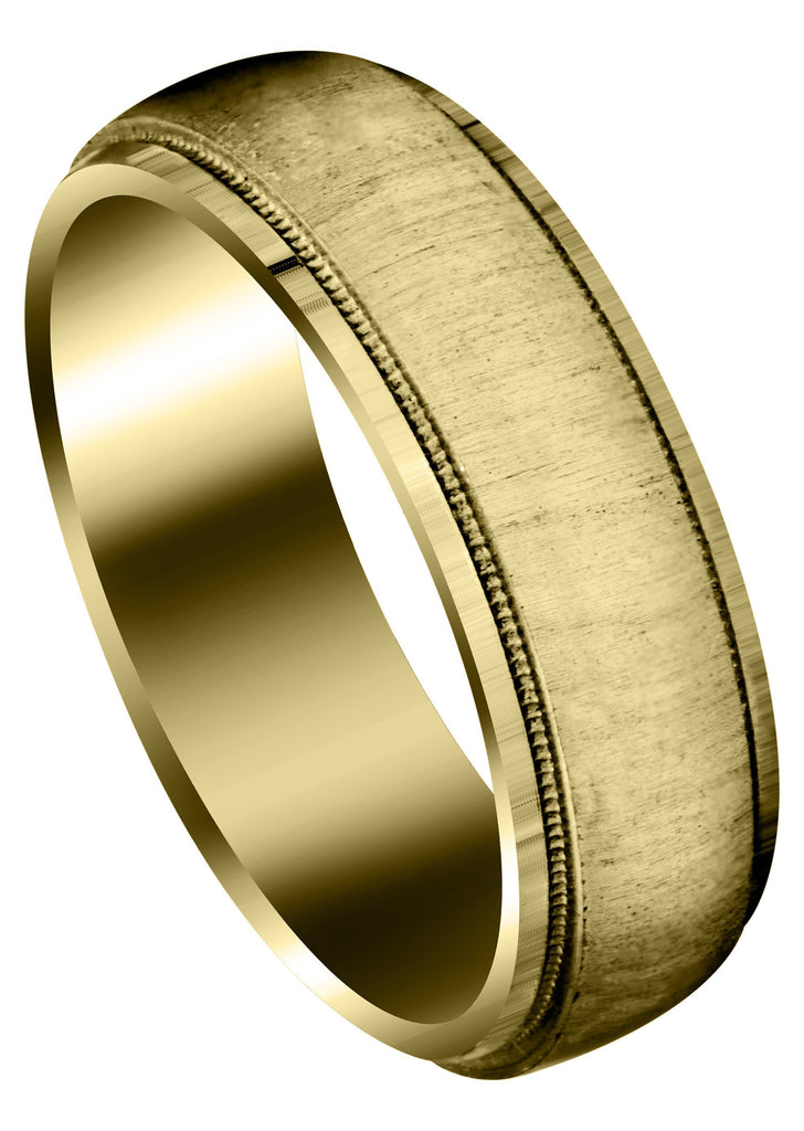 Yellow Gold Carved Simple Mens Wedding Band | Cross Satin Finish (Jason) Yellow Wedding Band FrostNYC 