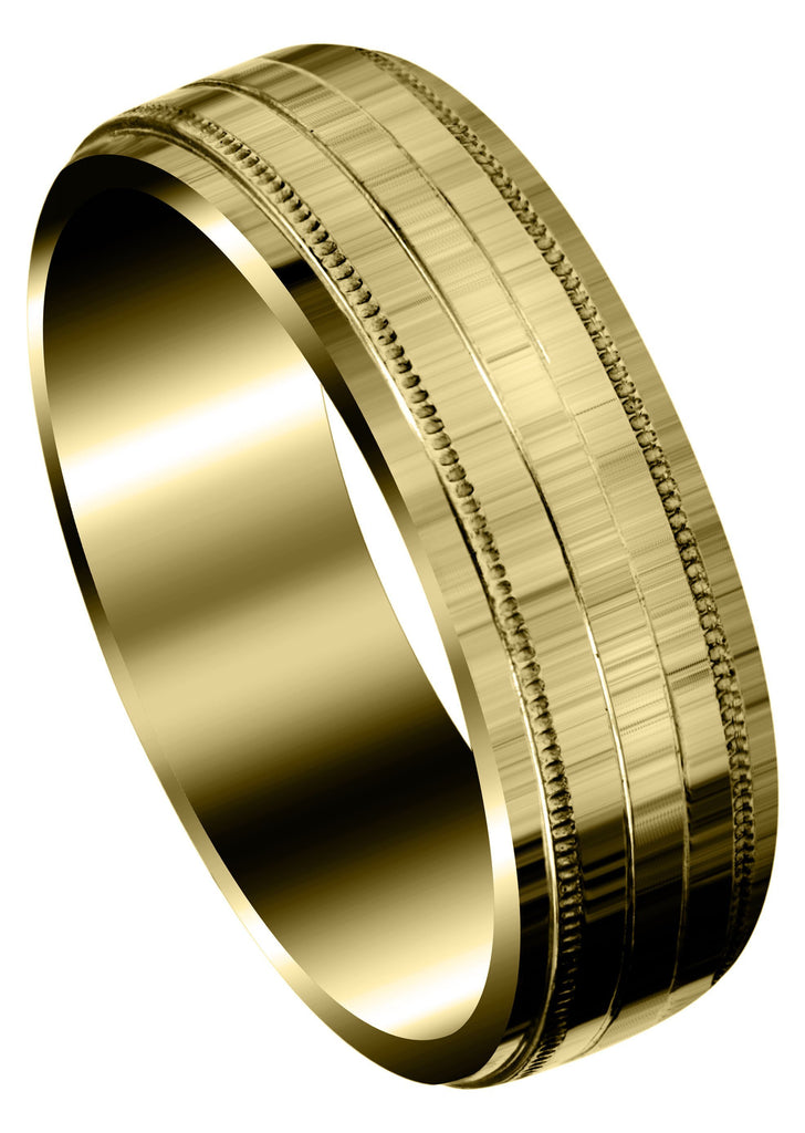 Yellow Gold Carved Simple Mens Wedding Band | High Polish Finish (Bentley) Yellow Wedding Band FrostNYC 