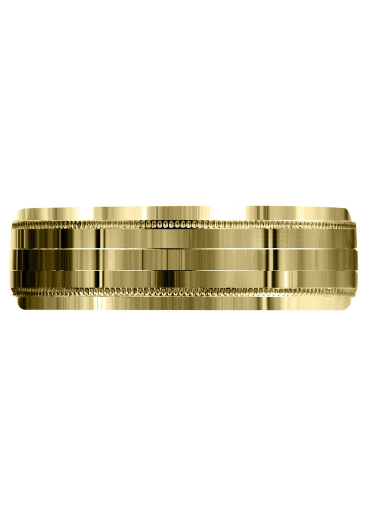 Yellow Gold Carved Simple Mens Wedding Band | High Polish Finish (Bentley) Yellow Wedding Band FrostNYC 