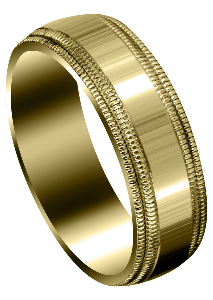 Yellow Gold Carved Simple Mens Wedding Band | High Polish Finish (Blake) Yellow Wedding Band FrostNYC 