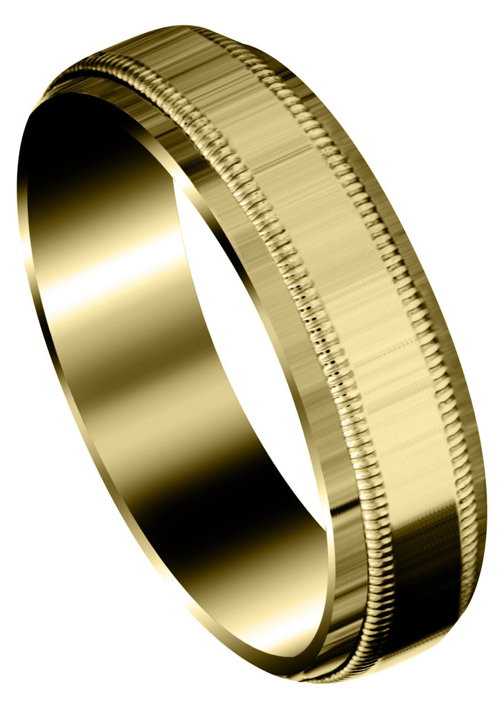 Yellow Gold Carved Simple Mens Wedding Band | High Polish Finish (Nathaniel) Yellow Wedding Band FrostNYC 