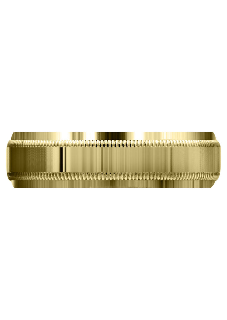 Yellow Gold Carved Simple Mens Wedding Band | High Polish Finish (Nathaniel) Yellow Wedding Band FrostNYC 