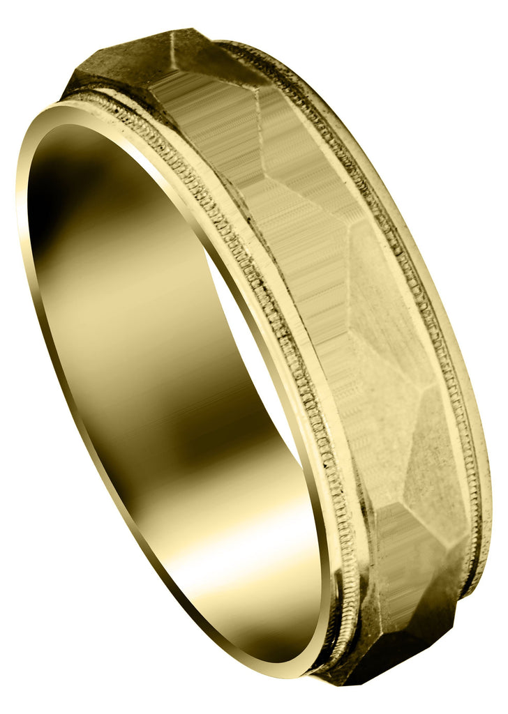 Yellow Gold Carved Simple Mens Wedding Band | Wire Matt Finish (Elias) Yellow Wedding Band FrostNYC 