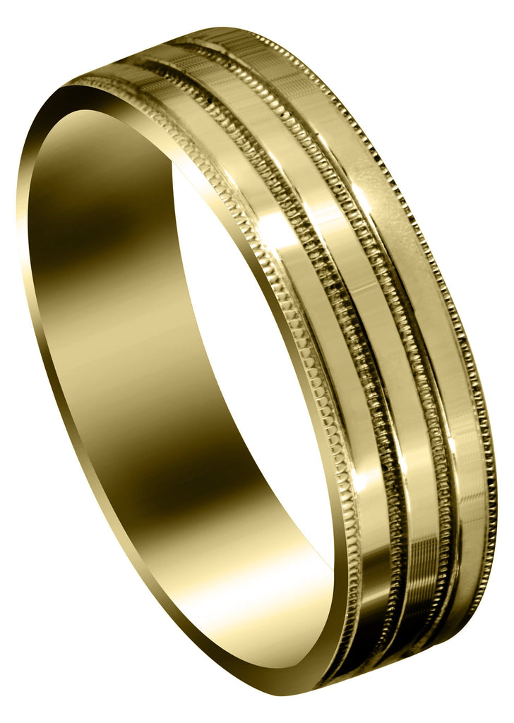 Yellow Gold Carved Simple Mens Wedding Band | High Polish Finish (Camden) Yellow Wedding Band FrostNYC 