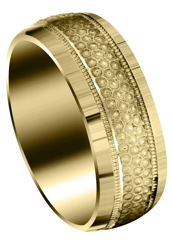 Yellow Gold Fancy Carved Contemporary Mens Wedding Band | GB / High Polish Finish (Brody) Yellow Wedding Band FrostNYC 