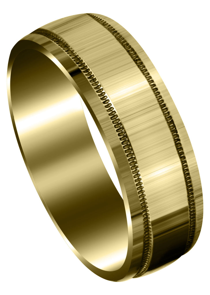 Yellow Gold Carved Simple Mens Wedding Band | High Polish Finish (Miles) Yellow Wedding Band FrostNYC 