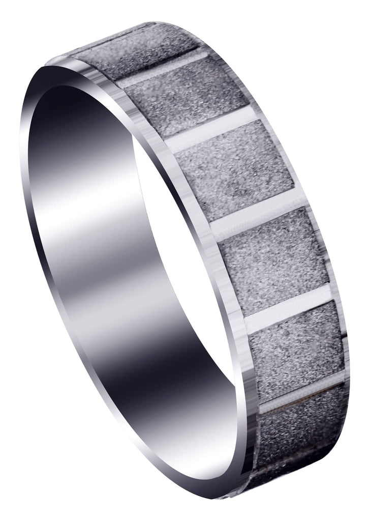 Carved Diamond Cut Mens Wedding Band | Stone Finish (Micah) Wedding Band FrostNYC 