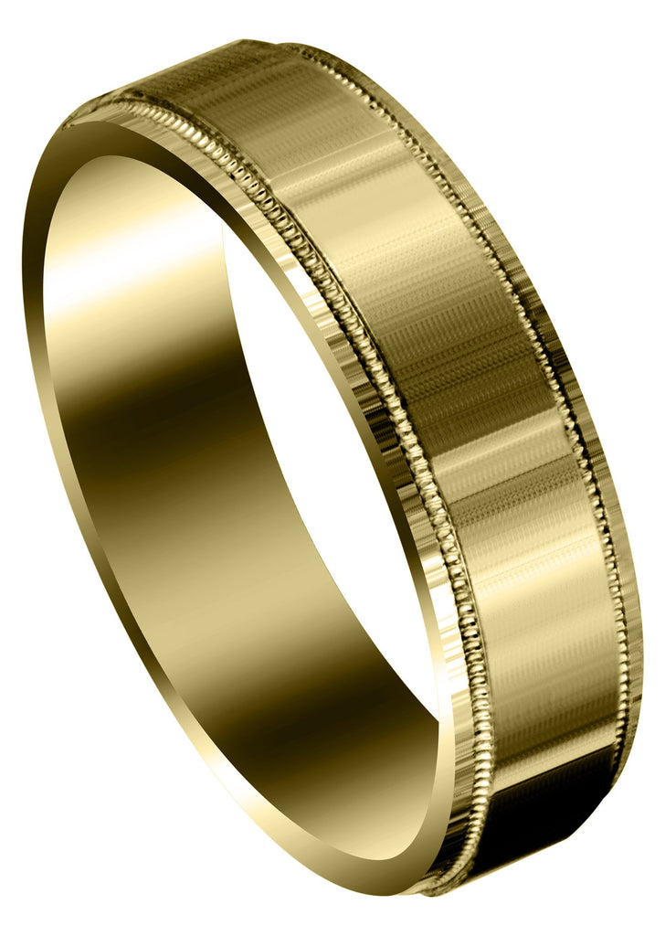 Yellow Gold Carved Simple Mens Wedding Band | Satin Finish (Vincent) Yellow Wedding Band FROST NYC 