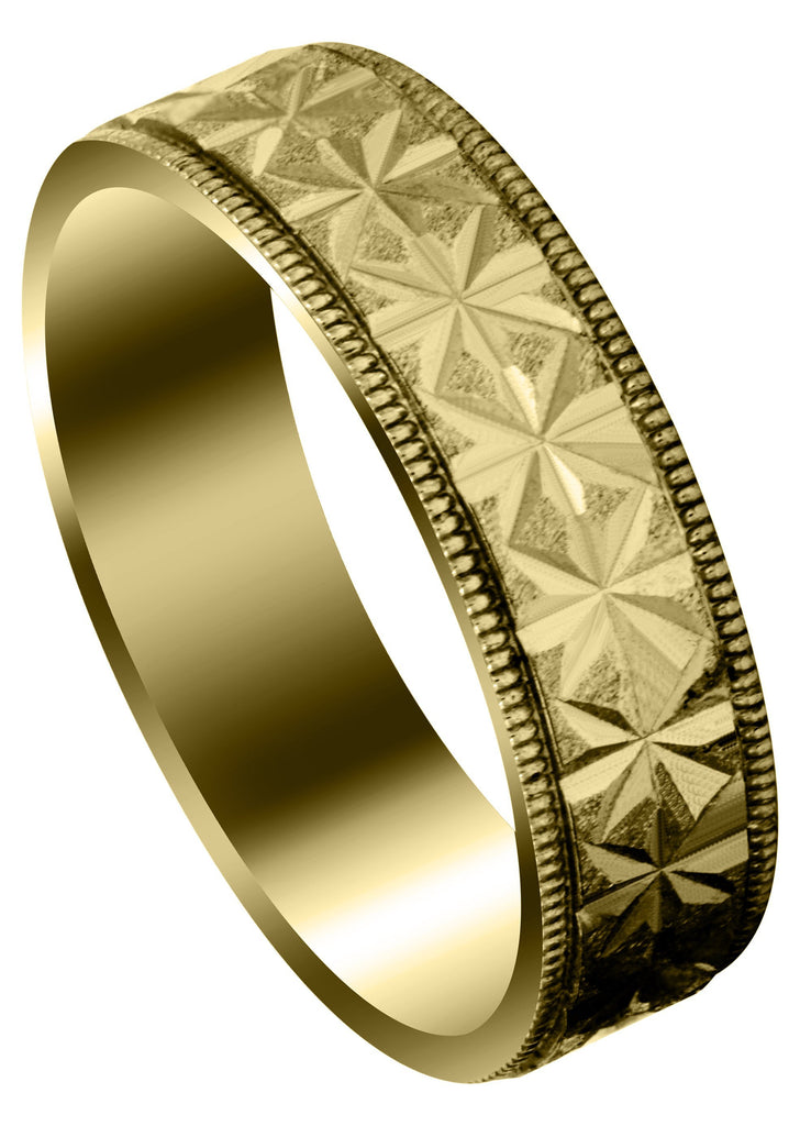 Yellow Gold Contemporary Unique Mens Wedding Band | Stone Finish (Justin) Yellow Wedding Band FROST NYC 