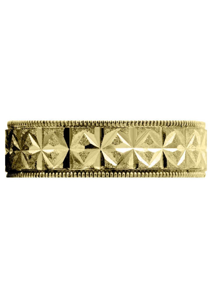 Yellow Gold Contemporary Unique Mens Wedding Band | Stone Finish (Justin) Yellow Wedding Band FROST NYC 