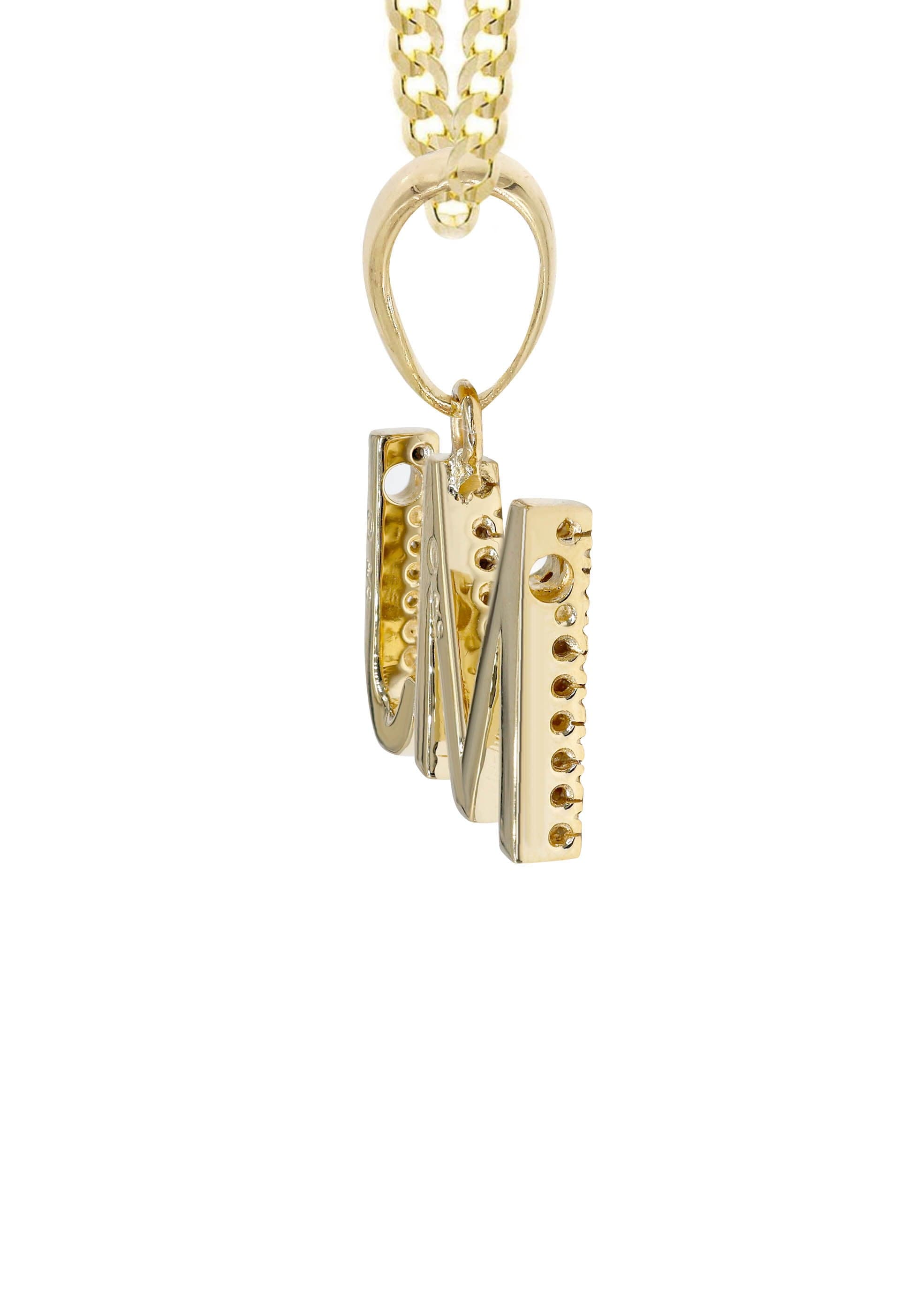 14K Yellow Gold Initial Pendant Necklace With Diamonds - Letter A, 16" Chain, Solid Gold Women's Jewelry