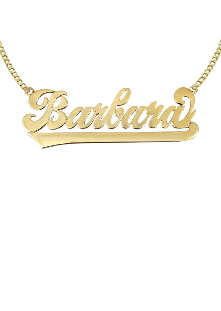 14K Ladies Old School Text Name Plate Necklace | Appx. 7.6 Grams Name Plate Manufacturer 16 