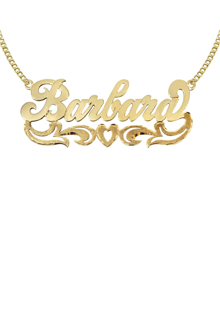 14K Ladies Diamond Cut Heart Name Plate Necklace | Appx. 7.4 Grams Name Plate Manufacturer 16 