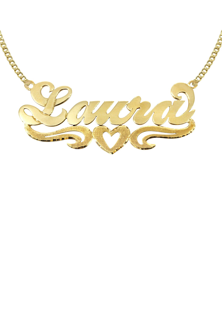 14K Ladies Diamond Cut Heart Name Plate Necklace | Appx. 8 Grams Name Plate Manufacturer 16 
