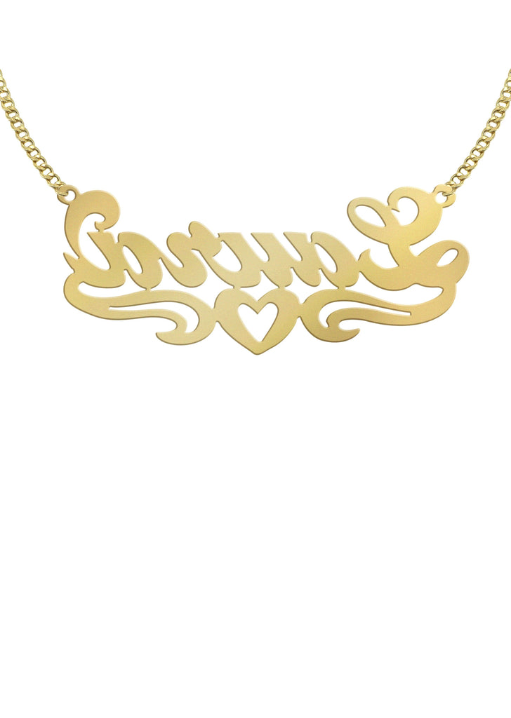 14K Ladies Diamond Cut Heart Name Plate Necklace | Appx. 8 Grams Name Plate Manufacturer 16 