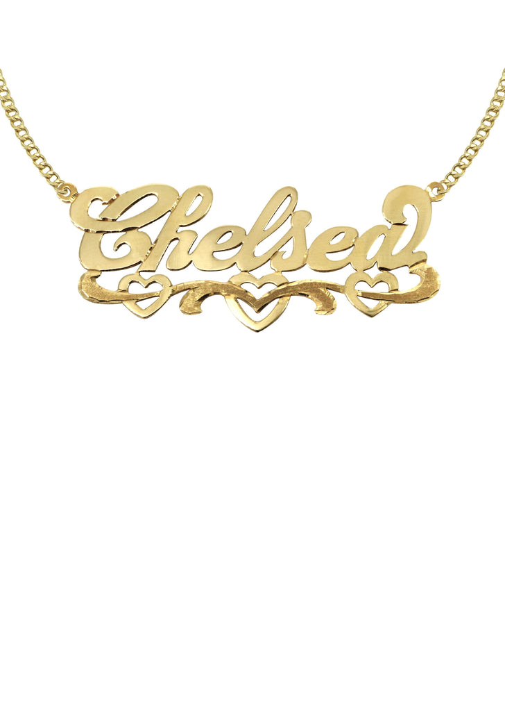 14K Ladies Diamond Cut Heart Name Plate Necklace | Appx. 8.3 Grams Name Plate Manufacturer 16 