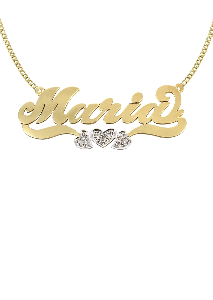 14K Ladies Diamond Heart Name Plate Necklace | Appx. 10 Grams Name Plate Manufacturer 16 