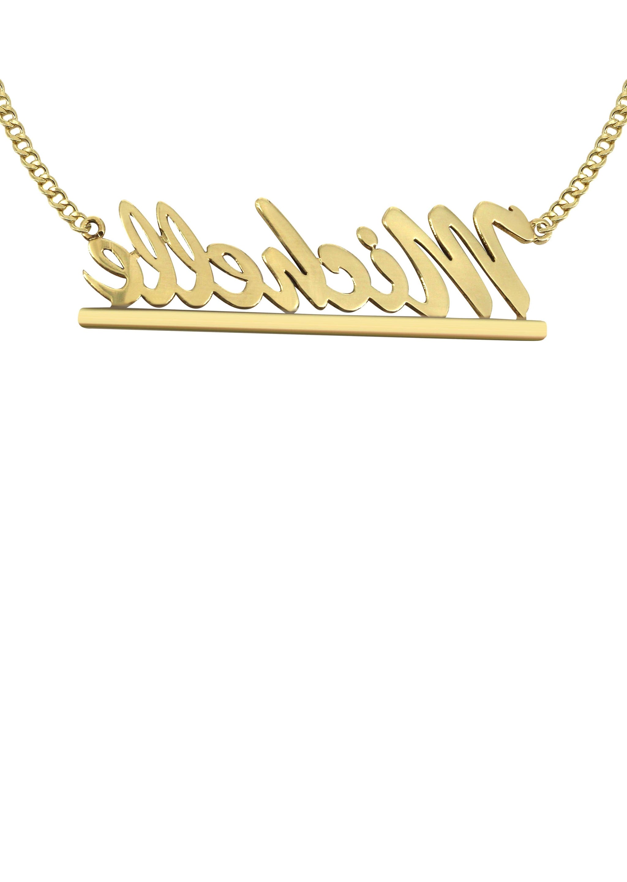 Blinged Out MICHELLE Name Plate Personalized Name Necklace - TOP ICY Heart Hook Baguette CZ main image 3