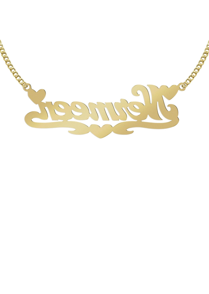 14K Ladies Two Tone Hearts Name Plate Necklace | Appx. 7.8 Grams Name Plate Manufacturer 16 