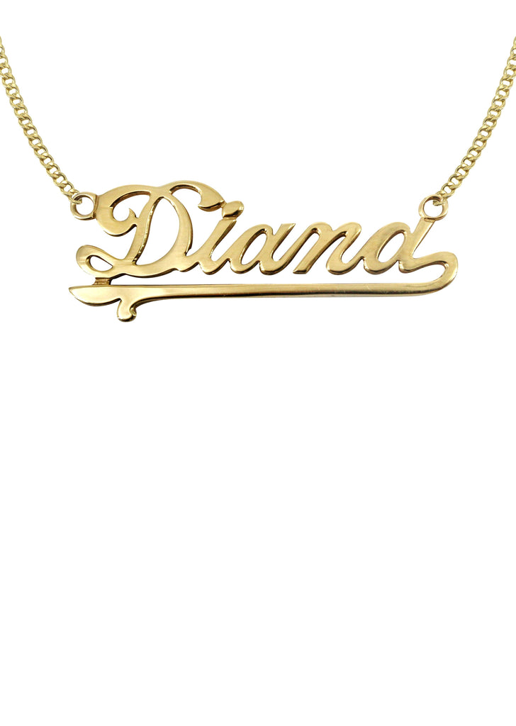 14K Ladies Plain Gold Name Plate Necklace | Appx. 6.4 Grams Name Plate Manufacturer 16 