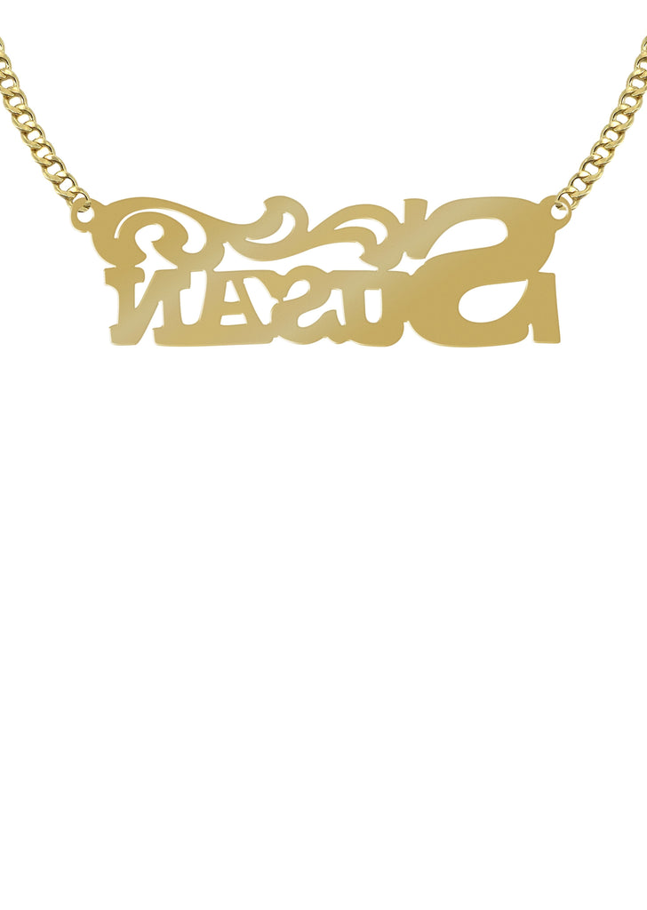 14K Ladies Name Diamond Cut Name Plate Necklace | Appx. 10.5 Grams Name Plate Manufacturer 16 
