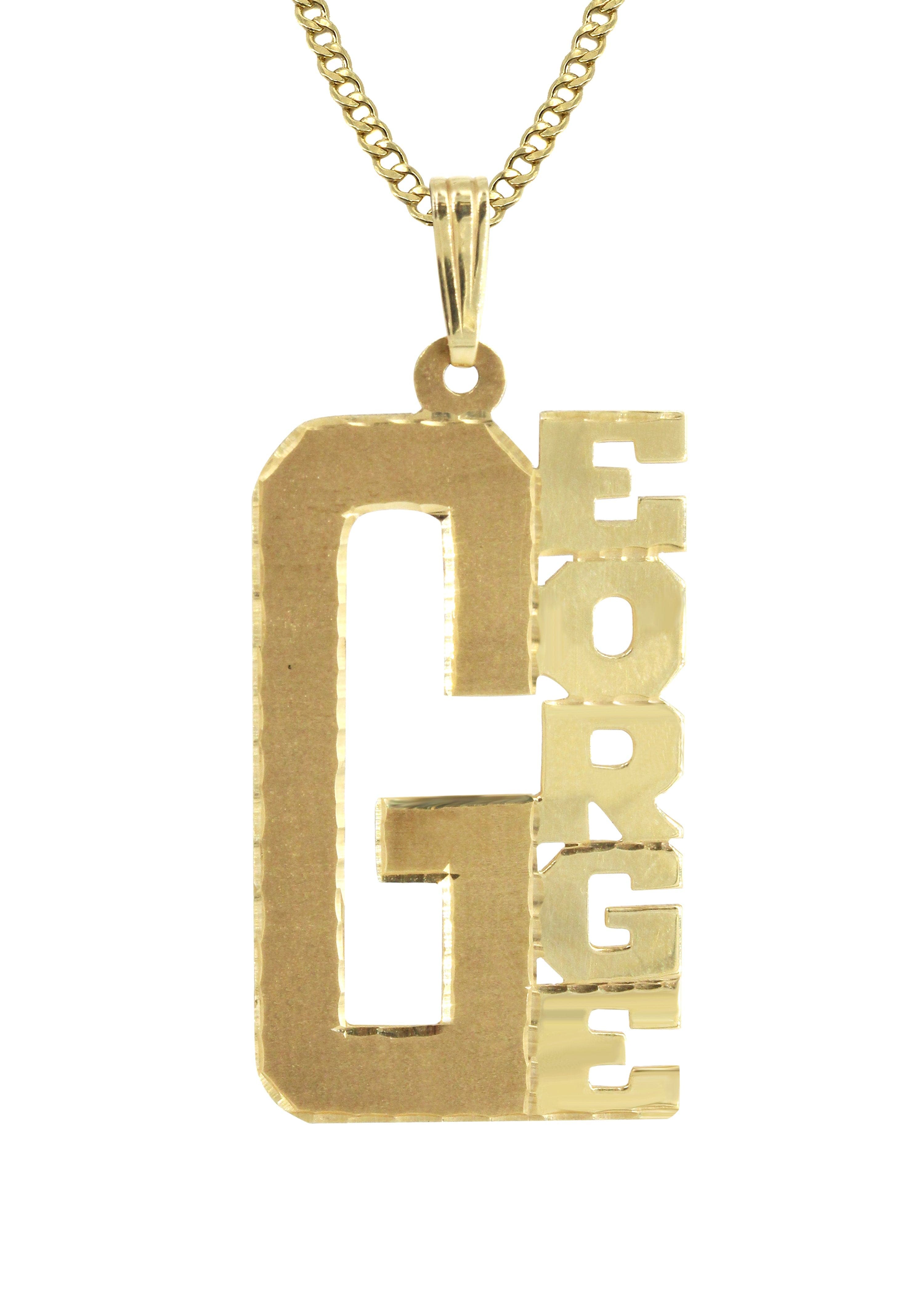 14K Gold Big Letter Name Plate Necklace | Style #79