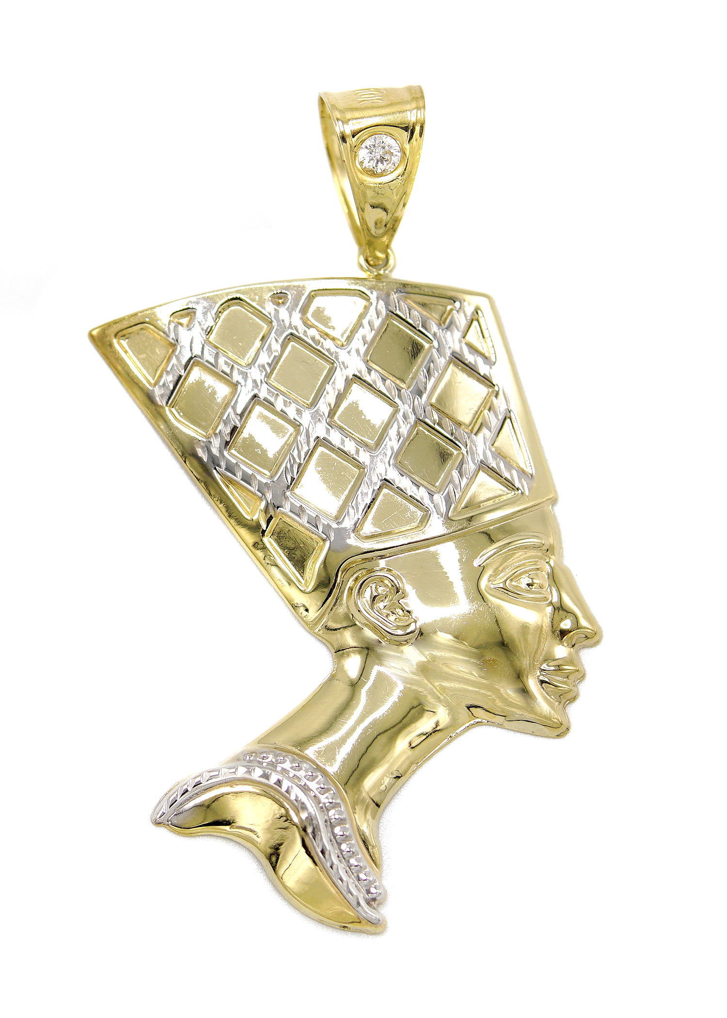 Pendentif Néfertiti En Or Jaune 10 Carats Taille Personnalisable