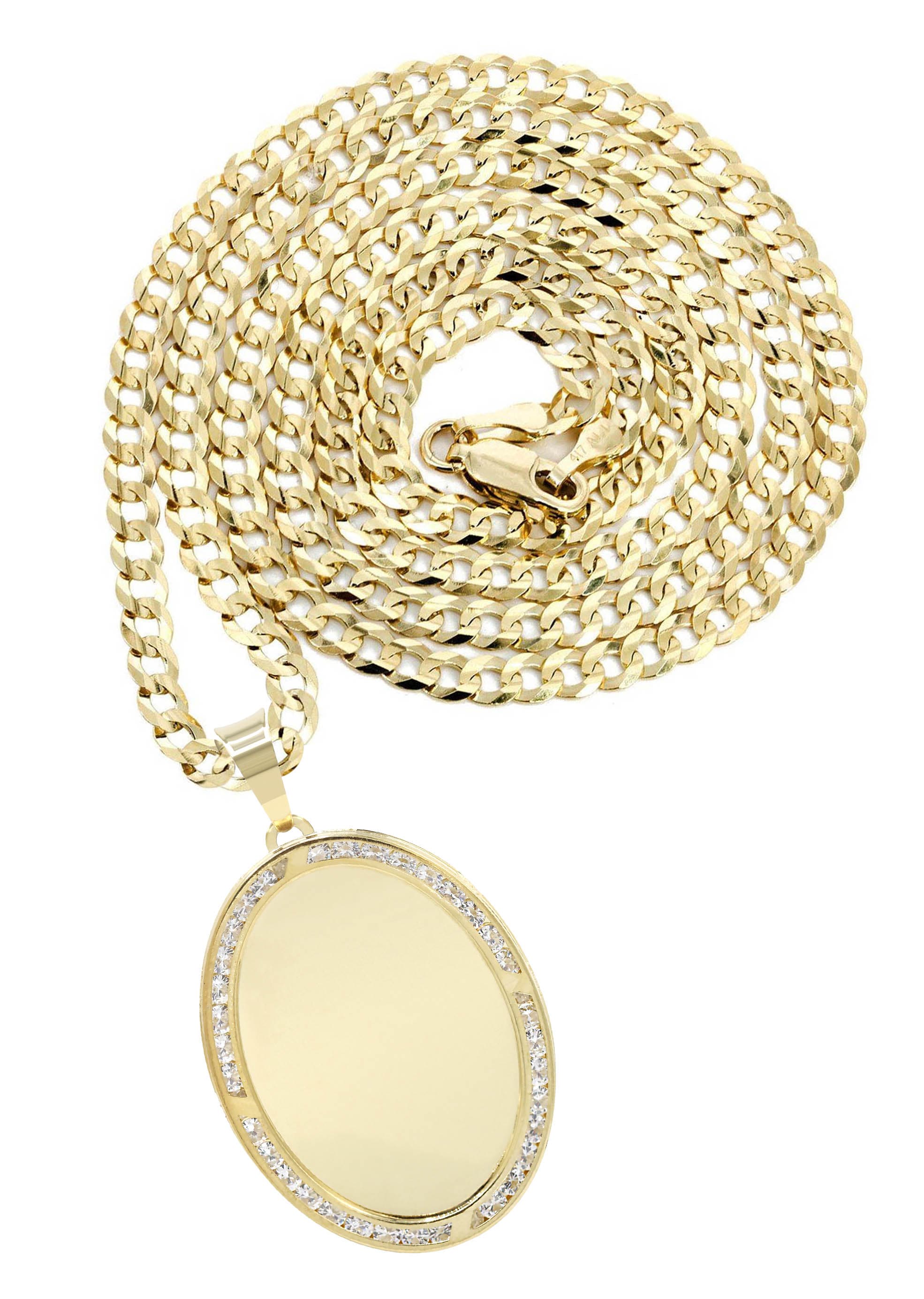 10k gold pendant ネックレス用 10K Yellow Gold Cz Oval Picture Pendant Necklace | Appx. 13.7 Grams
