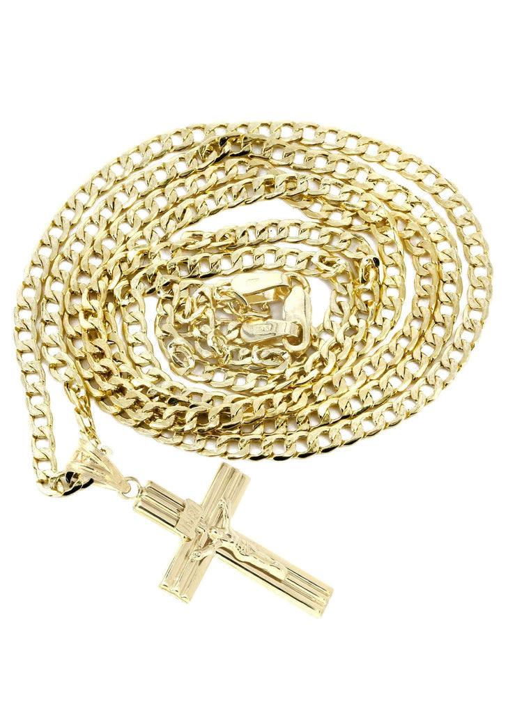 10K Gold Cuban Link & Gold Cross Pendant | 3.67 Grams chain & pendant FROST NYC 