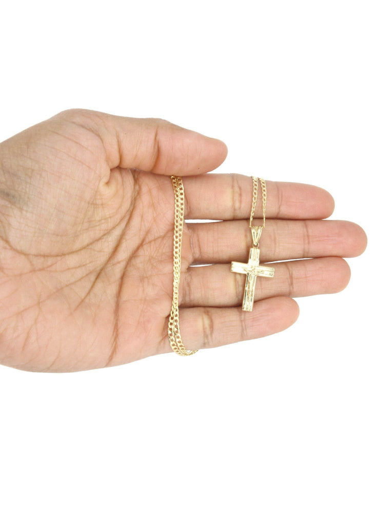 10K Gold Cuban Link & Gold Cross Pendant | 3.67 Grams chain & pendant FROST NYC 