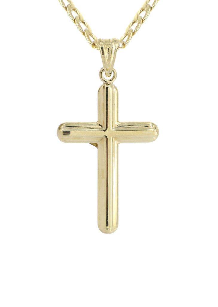 10K Gold Cuban Link & Gold Cross Pendant | 4.11 Grams chain & pendant FROST NYC 