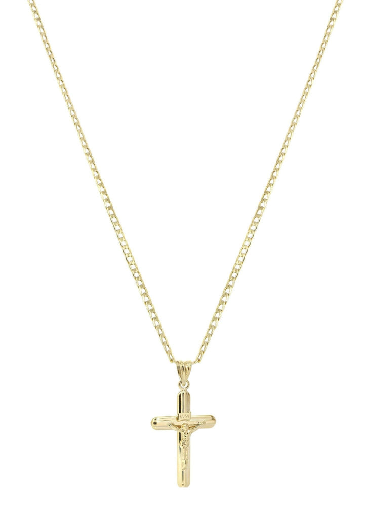 10K Gold Cuban Link & Gold Cross Pendant | 4.11 Grams chain & pendant FROST NYC 
