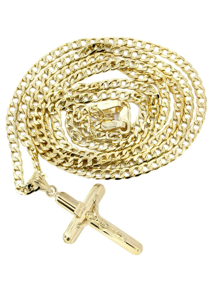 10K Gold Cuban Link & Gold Cross Pendant | 4.11 Grams chain & pendant FROST NYC 