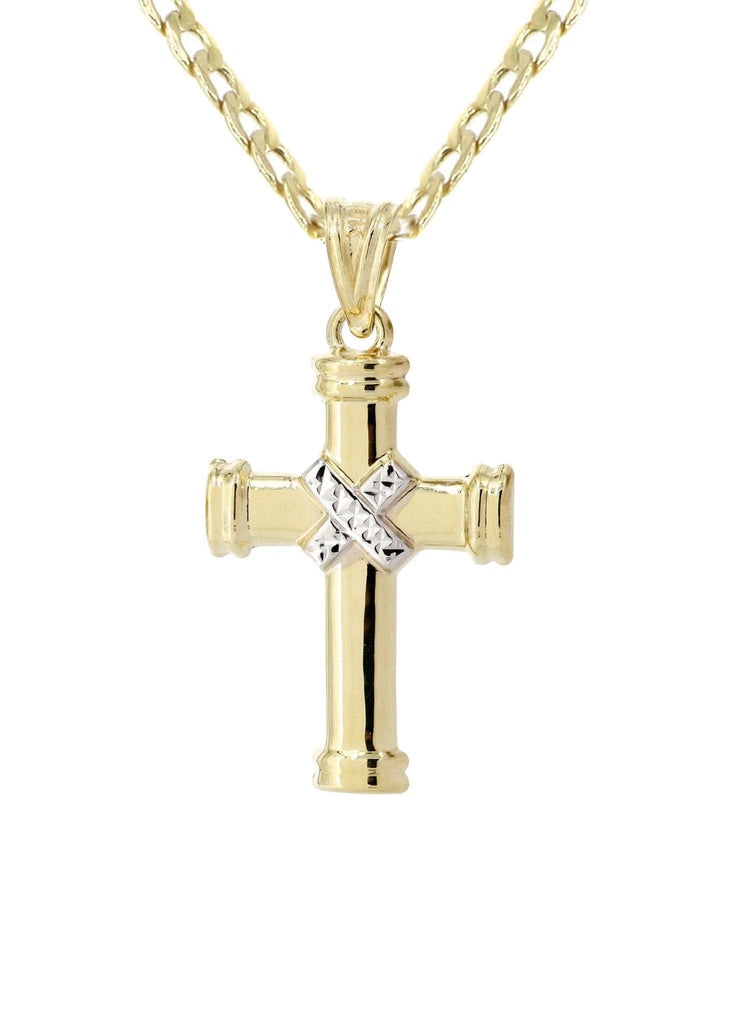 10K Gold Cuban Link & Gold Cross Pendant | 4.12 Grams chain & pendant FROST NYC 