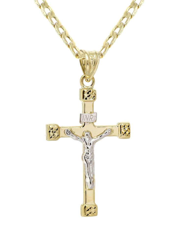 10K Gold Cuban Link & Gold Cross Pendant | 4.17 Grams chain & pendant FROST NYC 