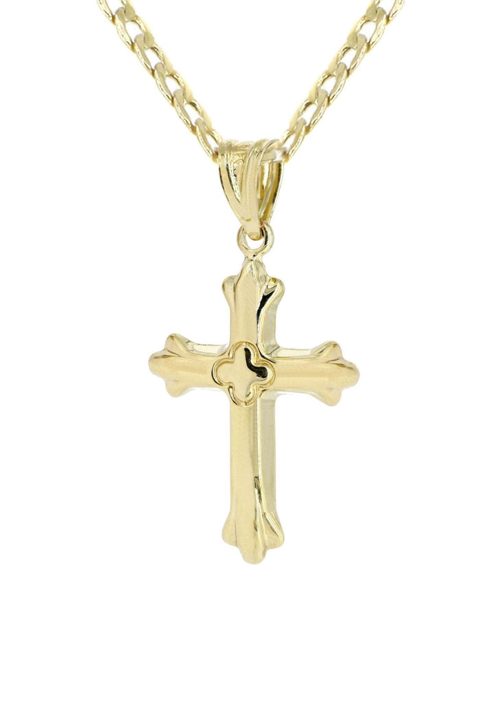 10K Gold Cuban Link & Gold Cross Pendant | 3.81 Grams chain & pendant FROST NYC 