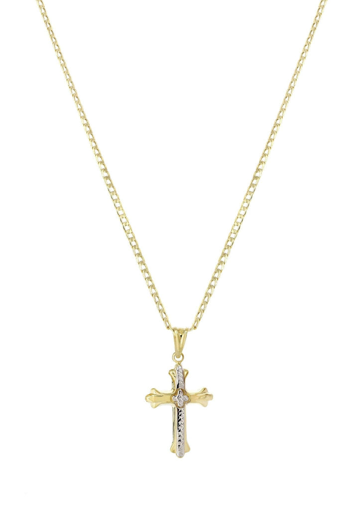 10K Gold Cuban Link & Gold Cross Pendant | 3.81 Grams chain & pendant FROST NYC 