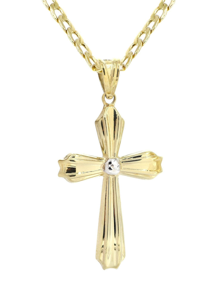 10K Gold Cuban Link & Gold Cross Pendant | 4.22 Grams chain & pendant FROST NYC 