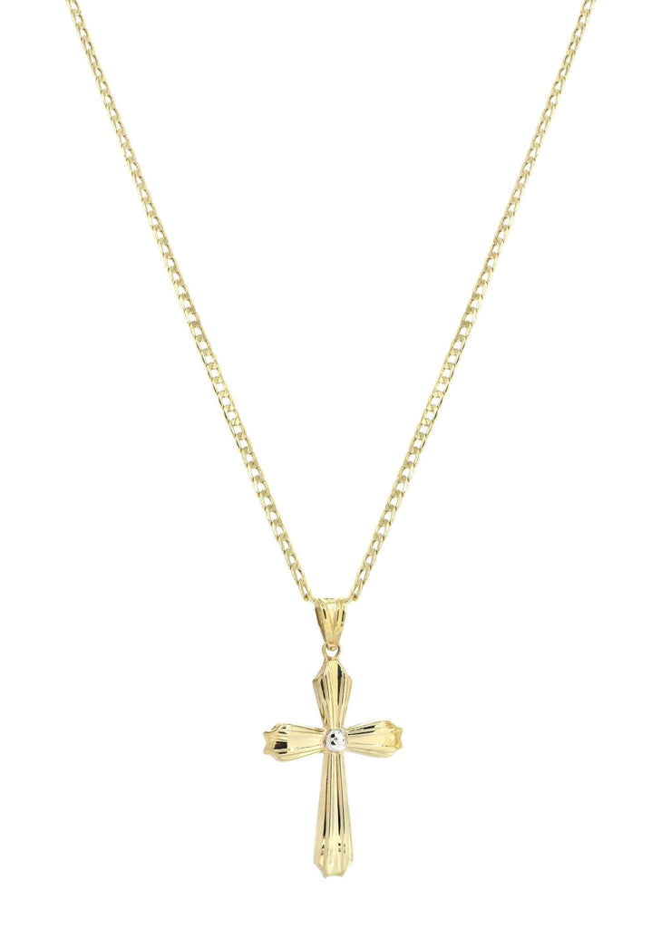 10K Gold Cuban Link & Gold Cross Pendant | 4.22 Grams chain & pendant FROST NYC 