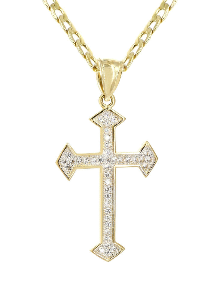10K Gold Cuban Link & Gold Cross Pendant | 4.23 Grams chain & pendant FROST NYC 
