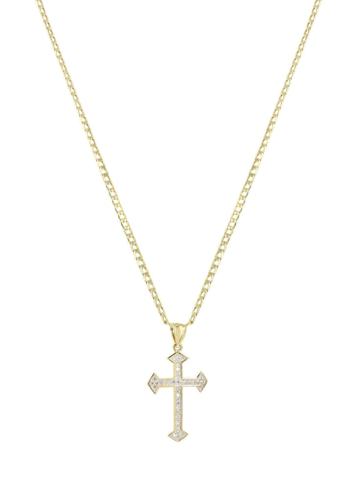 10K Gold Cuban Link & Gold Cross Pendant | 4.23 Grams chain & pendant FROST NYC 